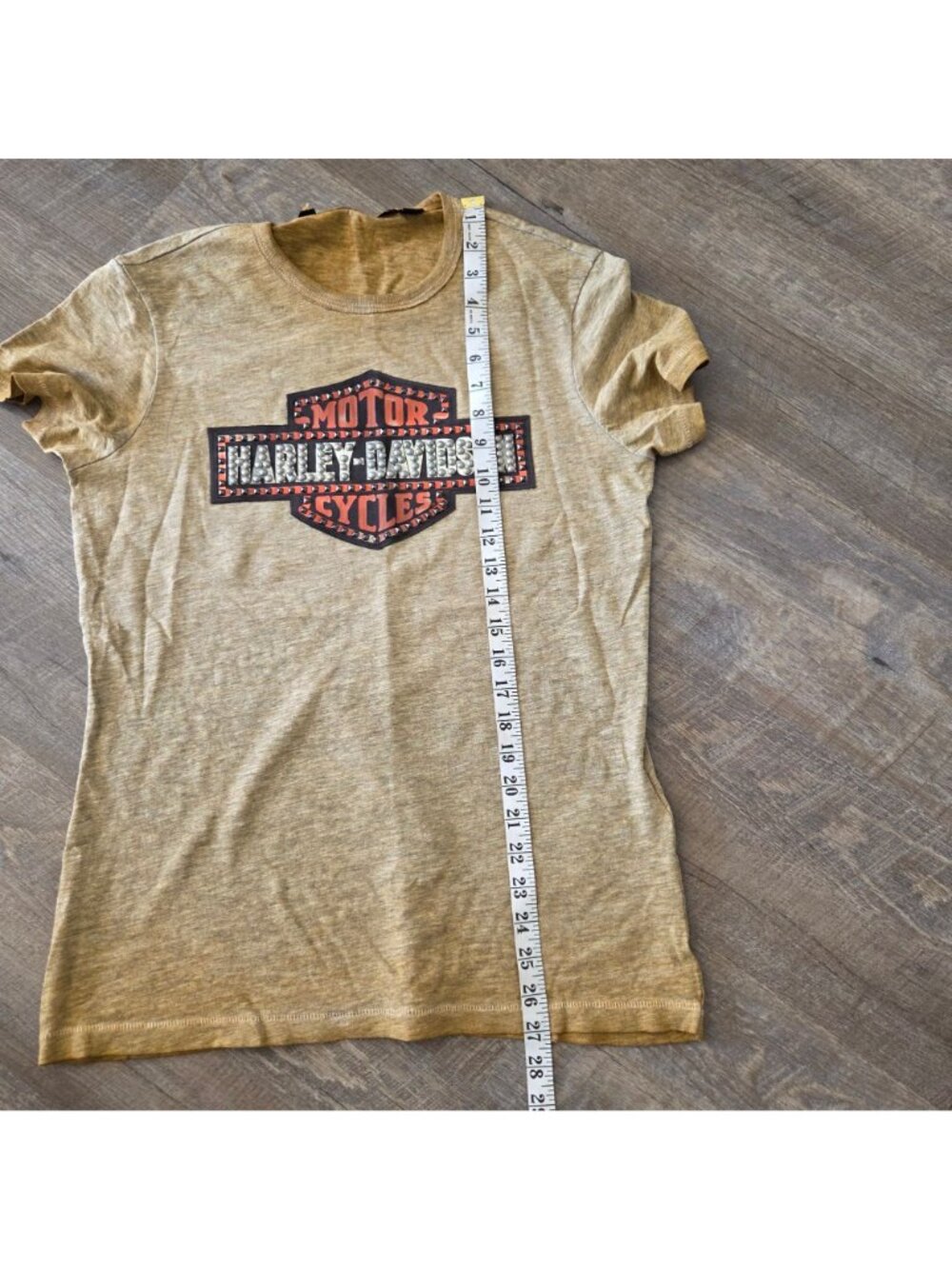 Harley-Davidson Womens M Brown Ombre Studded Logo T-Shirt Cotton Blend - Picture 10 of 10